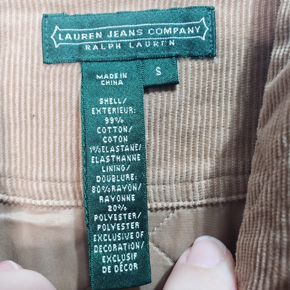 Vintage Ralph Lauren Tan Corduroy Duffle Jacket Toggles Hood Quilted Size Small. - Picture 4 of 9